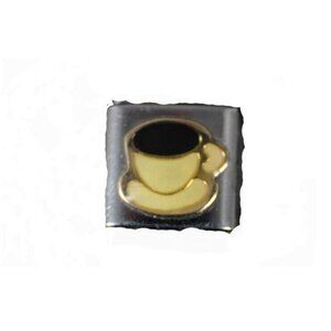 Eternity Coffee Cup Stainless Enamel Gold Elastic Stretch Link Italian Charm